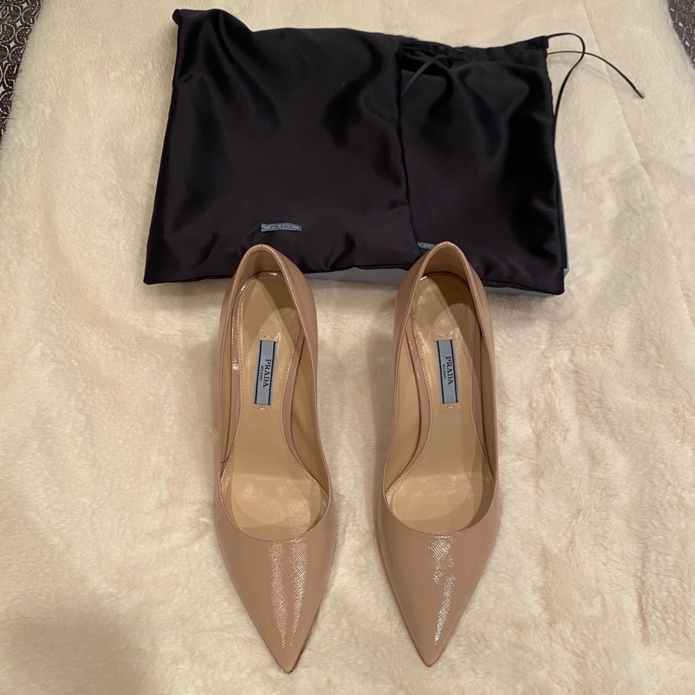 Prada Patent Saffiano Leather 85mm Pumps